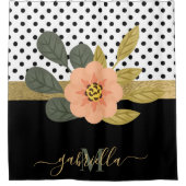 Polka Dots en Bloemen Douchegordijn (Voorkant)