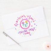 Polka Dots en Bloemen Verjaardag Ronde Sticker (Envelop)