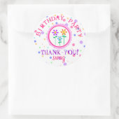 Polka Dots en Bloemen Verjaardag Ronde Sticker (Tas)