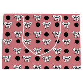 Polka Dots en Bogen Roze Wit Zwart Retro Stijl Groot Cadeauzakje (Voorkant)