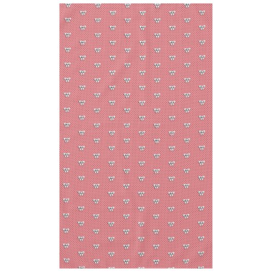 Polka Dots en Bogen Roze Zwart Wit Retro Stijl Tafelkleed (Voorkant)