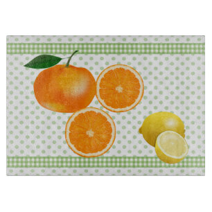 Polka Dots en Citrus Glass Cutting Board Snijplank