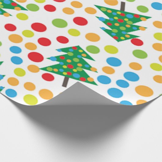 Polka Dots en kerstboom Cadeaupapier (Hoek)