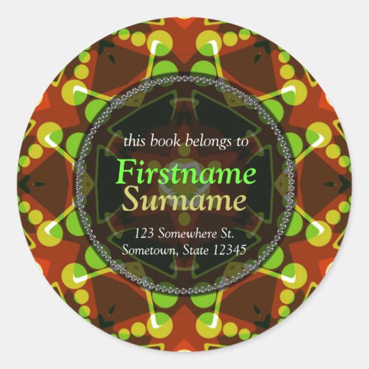 Polka Dots Geometric Star Bookplate Sticker (Voorkant)