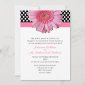 Polka Dots & Gerber Daisy Wedding Invitation Kaart (Voorkant)