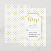 Polka-Dots Gold Foil Carte RSVP de mariage moderne (Devant / Derrière)