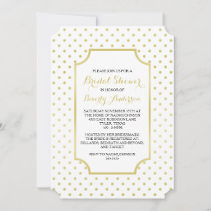 Polka-Dots Gold Foil Invitation Fête des mariées m