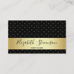 Polka Dots Golden Black, stijlvol, modern glam Fan Visitekaartje