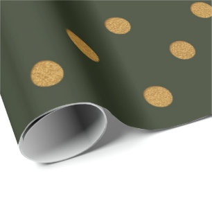 Polka Dots Goud Groen Cali Woodland Salvia Cadeaupapier