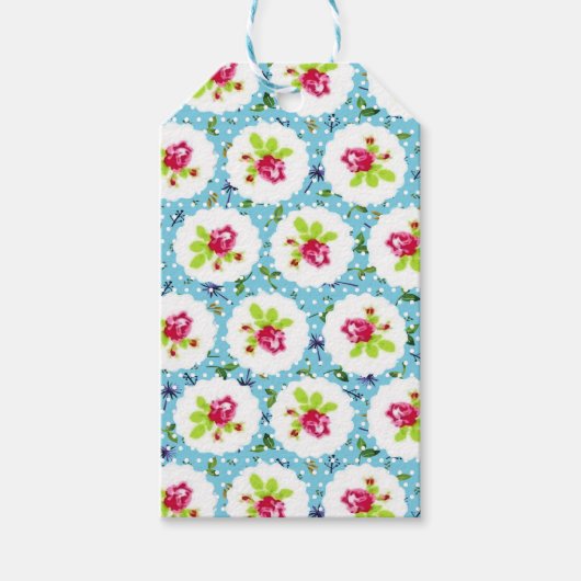  Polka Dots Greenery Red Rose Flowers Cadeaulabel (Voorkant)