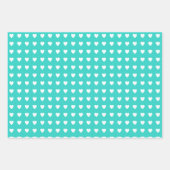 Polka dots harten wit turquoise inpakpapier vel (Voorkant 3)