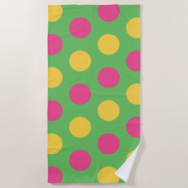 Polka Dots in Lime Green Hot Roze en Geel Strandlaken