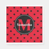 Polka Dots in rood en zwart gepersonaliseerd Servetten (Voorkant)