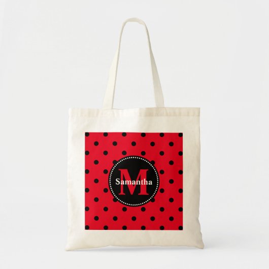 Polka Dots in rood en zwart Tote Bag (Voorkant)