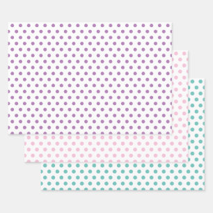 Polka Dots in Roze, Blauw, en Lavendar Inpakpapier Vel