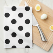 Polka Dots Large - Black on White Theedoek (Quarter Fold)