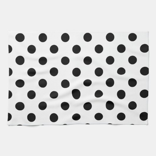 Polka Dots Large - Black on White Theedoek (Horizontaal)