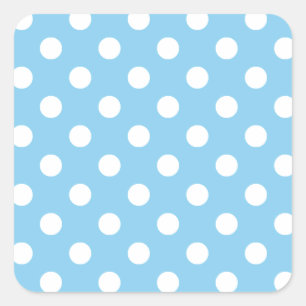Polka Dots Large - White on Baby Blue Vierkante Sticker