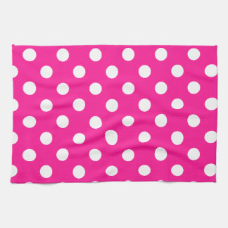Polka Dots Large - White op Deep Pink Theedoek