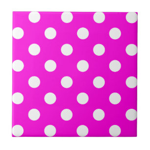 Polka dots magenta #FF00DC Tegeltje