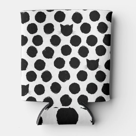 Polka Dots met Cat Faces: Speelse . Blikjeskoeler (Voorkant)