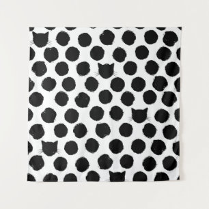 Polka Dots met Cat Faces: Speelse . Wandkleed