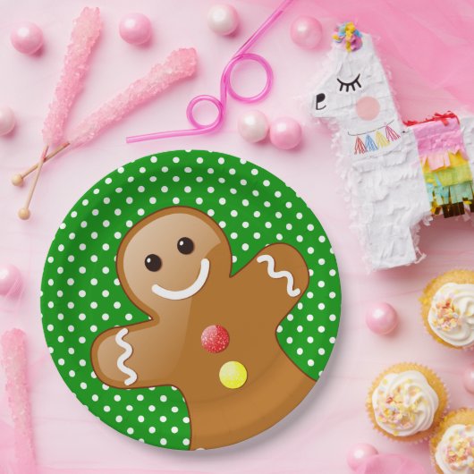 Polka Dots met Gingerbrood Man Papieren Bordje (Feest)