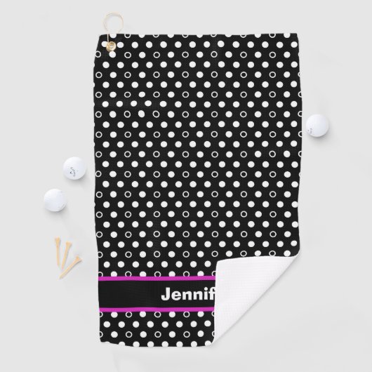 Polka Dots met roze Acent Golfhanddoek (Insitu)