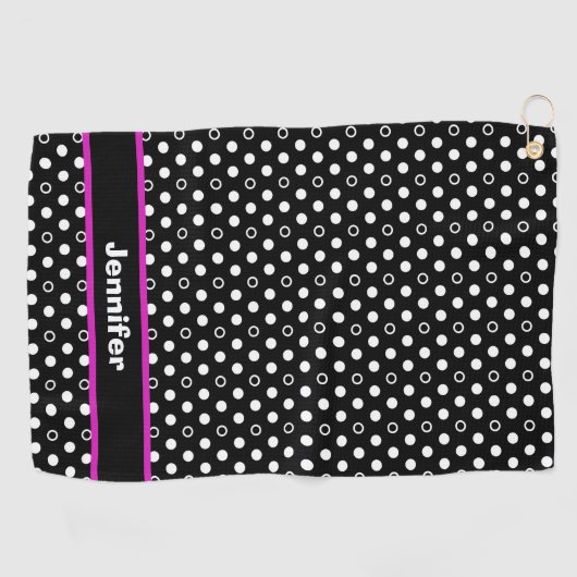 Polka Dots met roze Acent Golfhanddoek (Horizontaal)
