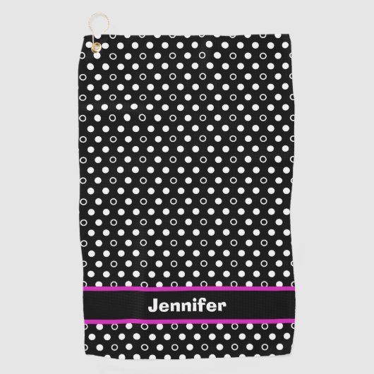 Polka Dots met roze Acent Golfhanddoek (Voorkant)