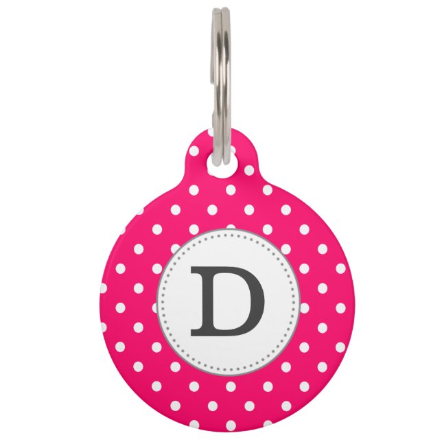 Polka Dots Monogram Huisdierpenning (Voorkant)