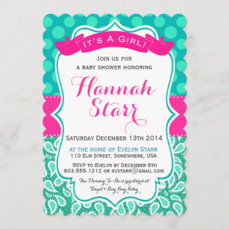 Polka Dots & Paisley Baby shower Invitation Kaart