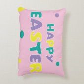 Polka Dots Pastel Pink Happy Easter Accent Kussen (Achterkant (Verticaal))