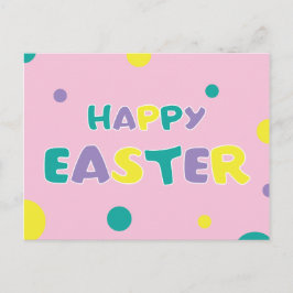 Polka Dots Pastel Pink Happy Easter Feestdagenkaart