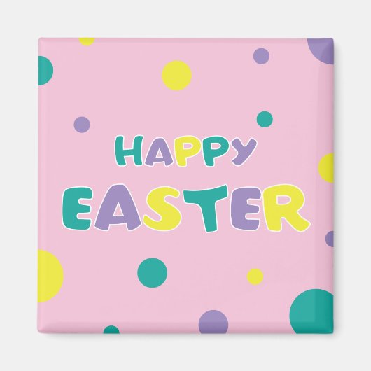 Polka Dots Pastel Pink Happy Easter Magneet (Voorkant)