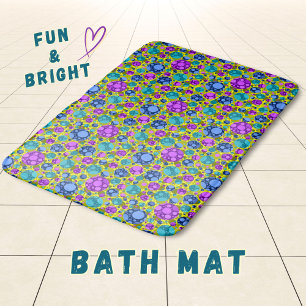 Polka Dots Patroon in Roze Blauw Blauwgroen - Bath Badmat