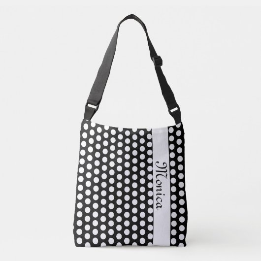 Polka Dots patroon wit + je rug. en ideeën Crossbody Tas (Voorkant)
