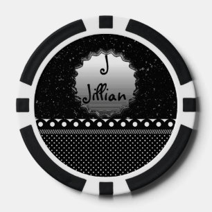 Polka Dots Patroon Wit Zwart Vrede Love Destiny Pokerchips
