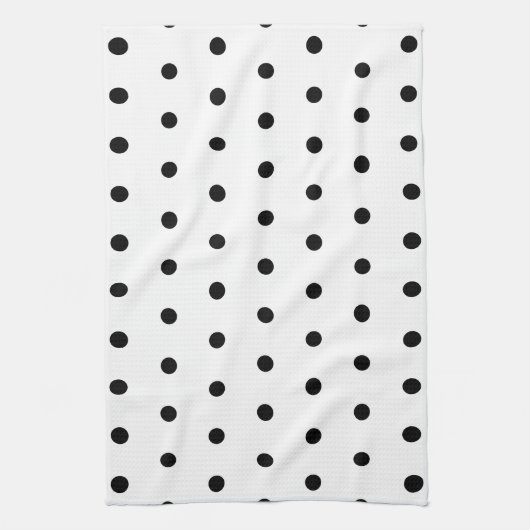 Polka Dots Pattern Black and White Theedoek (Verticaal)