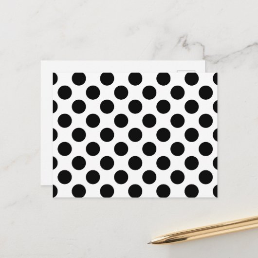 Polka Dots, Polka Dot Pattern, Black and White Briefkaart (Voorkant / Achterkant in situ)