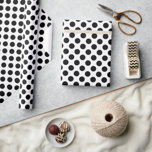 Polka Dots, Polka Dot Pattern, Black and White Cadeaupapier (Crafts)