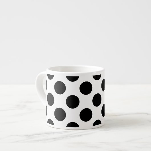 Polka Dots, Polka Dot Pattern, Black and White Espresso Kop (Voorkant links)