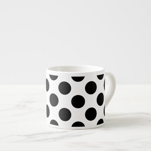 Polka Dots, Polka Dot Pattern, Black and White Espresso Kop (Voorkant rechts)