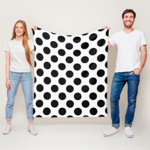 Polka Dots, Polka Dot Pattern, Black and White Fleece Deken