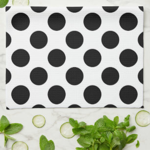 Polka Dots, Polka Dot Pattern, Black and White Theedoek