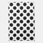 Polka Dots, Polka Dot Pattern, Black and White Theedoek (Verticaal)