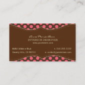 Polka Dots Raspberry Chocolate visitekaartjes (Achterkant)