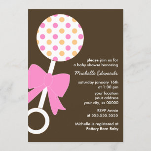 Polka Dots Rattle Baby shower Kaart