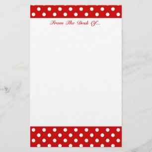 Polka Dots Red + aangepaste kleur Briefpapier