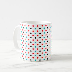 Polka Dots Red Blue Black Polka Dots Pattern Koffiemok